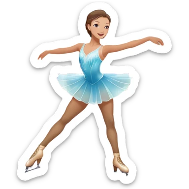 An colorful icon featuring a graceful figure skater performing a spin on the ice. The background includes a grand ice rink palace with shining spotlights and cheering spectators in the stands. Transparent background highlights the elegance and artistry of figure skating sticker