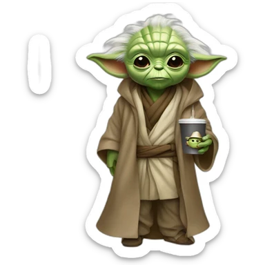 Fashionista Yoda with a mokachino sticker