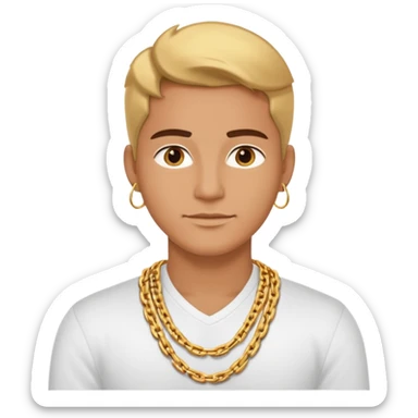 entrepreneur with gold chain, relaxed confident expression, minimal luxury feel sticker