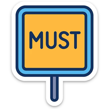 the road sign with the word must sticker