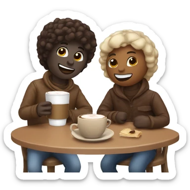 Hanging out with a friend for a hot chocolate date sticker