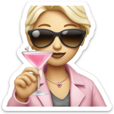 light pink heart with sun glasses and a martini glass sticker