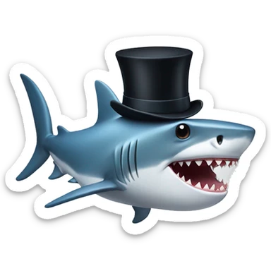 Shark with a top hat sticker