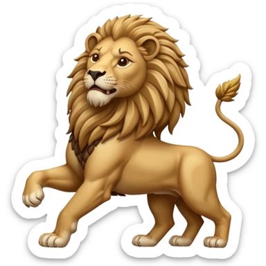 An emoji of a majestic lion from ancient Assyrian art, shown in a hunting scene. sticker