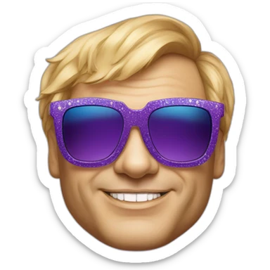 elton john in oversized square funky sunglasses for mardi gras sticker