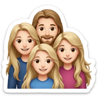 3 loving friends, 1 man and 2 girls with long hair sticker