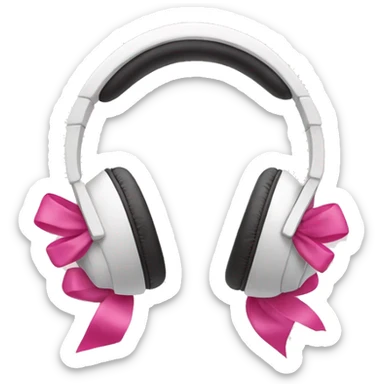 White headphones with two pink bows sticker