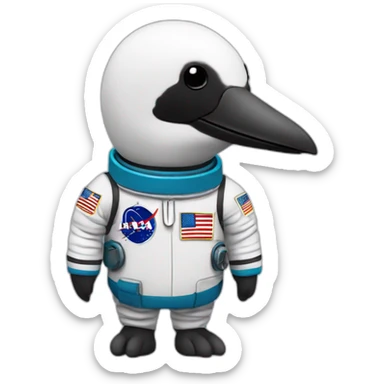 a minnesota bird loon with an astronaut uniform, head poking out of uniform sticker