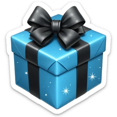 black present with black sparkling bow  sticker