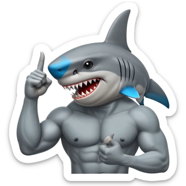 A shark pulling a middle finger sticker