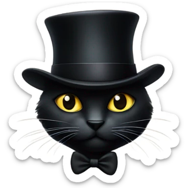 Black cat with a black top hat sticker