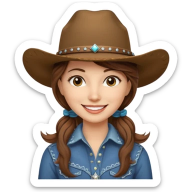cowgirl with really cool cowgirl hat smiling sticker