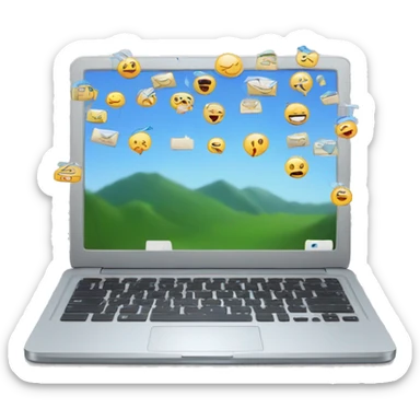laptop with many tabs open  sticker