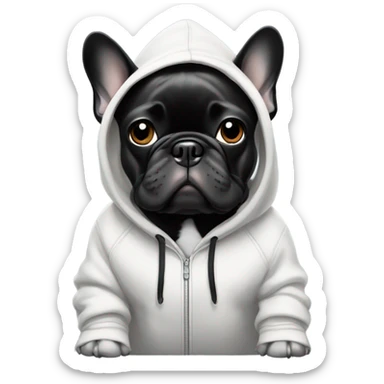 Black and white French bulldog wearing hoodie  sticker