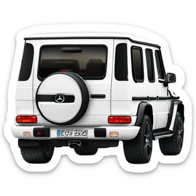 White Mercedes gwagon back sticker