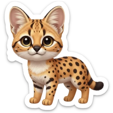 Big-eared big-eyed cute realistic animalistic feral digitigrade 4-legged anime-styled Meloetta-Trico-Lykoi-Vernid-Sergal-Serval-hybrid-fusion-creature-animal, full body sticker