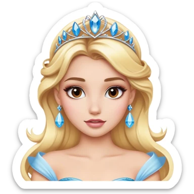 blonde model with brown eyes, luxury makeup, disney princess sticker