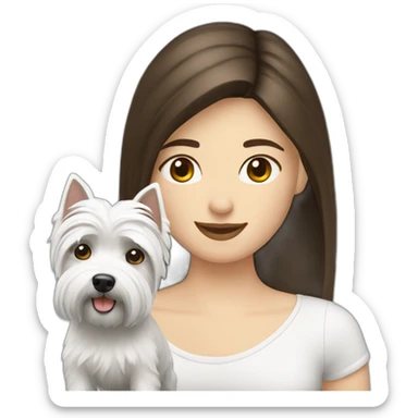 westie with a brunette person sticker