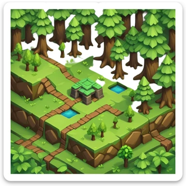 StarCraft-inspired, isometric RTS rugged terrain tile forest sticker
