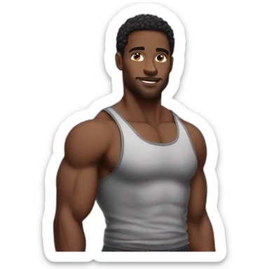 muscular black guy with tank top sticker