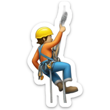 Belaying climber sticker