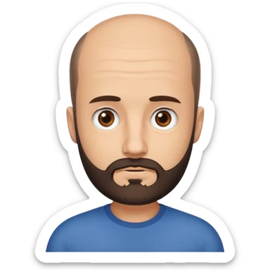 semi balding man with super short hair and has a beard. dark brown eyes and brown beard  sticker