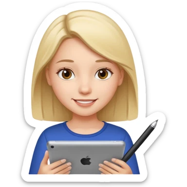 girl suing ipad with pen sticker