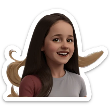 smiling girl with long hair sticker