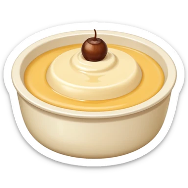 A white bowl filled with creamy texture, smooth and thick, glossy and rich, realistic, high detail, simple composition, isolated on white background, centered composition
 sticker