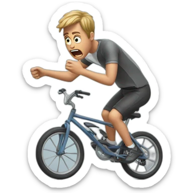 shocked man falling off his bike sticker