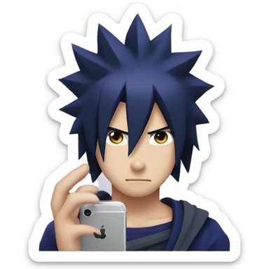 Sasuke uchiha with a iphone sticker