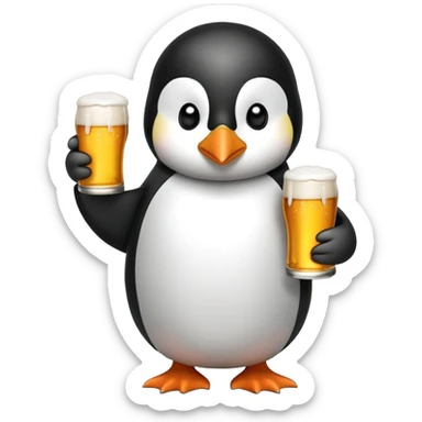A Penguin with abeer sticker