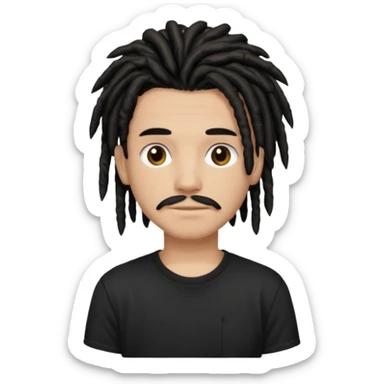 light brown teen with black dreads and brown eyes that has a small mustache stubble sticker