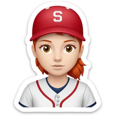 Softball player with red hair sticker