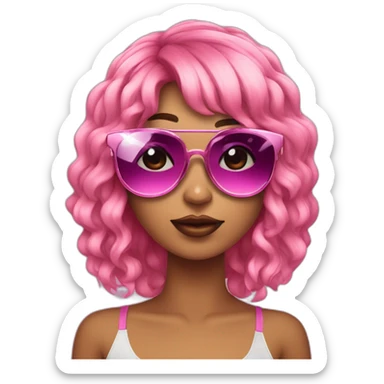 Dj mulher cabelo curto e franja rosa sticker