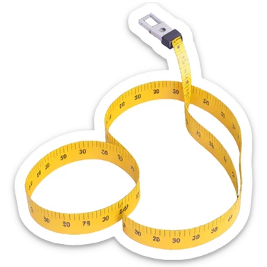 A tape measure forming a loop around a waist sticker