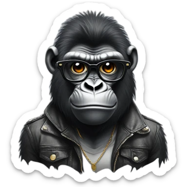 Cool punk looking gorilla with eyeglasses sticker
