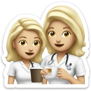 blonde nurse drinking coffee sticker