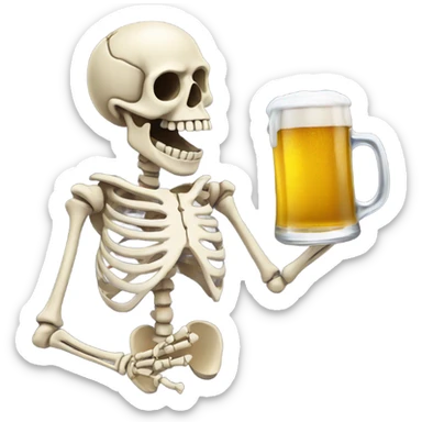 Skeleton with a beer sticker