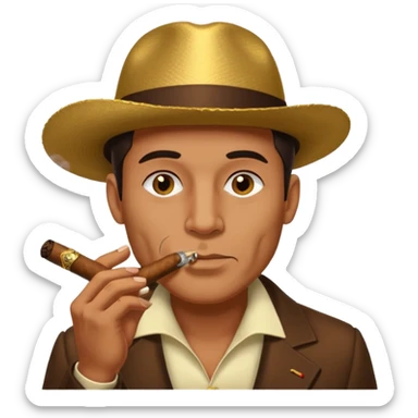guy smoking cigar with grills sticker