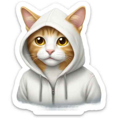 White-ginger cat wearing hoodie sticker