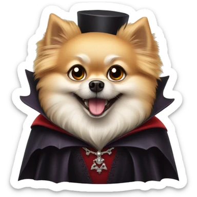 Pomeranian Count Dracula sticker