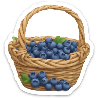Wicker basket with little blueberries sticker