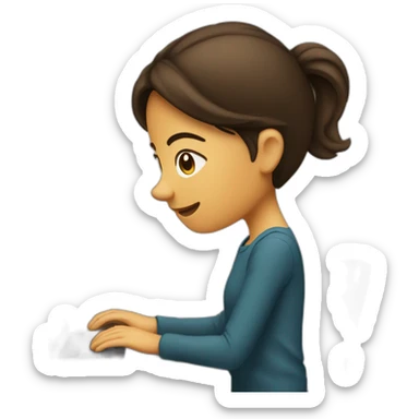 Fille Brune derrière son ordinateur sticker