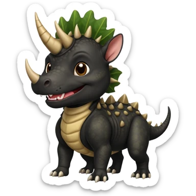 Black pibull dressed as a triceratops black sticker