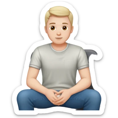 White male casual clothes sitting on seat sticker