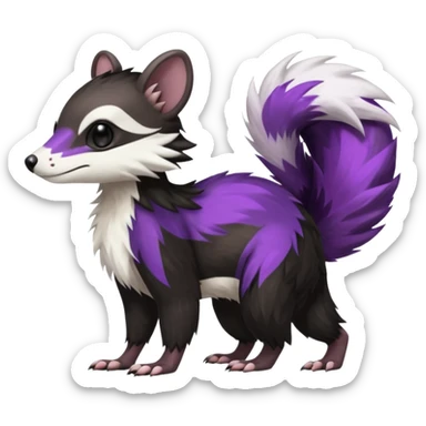 Trico-Sergal-Skunk-Ferret-Furret-Marsupial-Vernid-fusion-Fakemon-animal-hybrid-creature, full body sticker