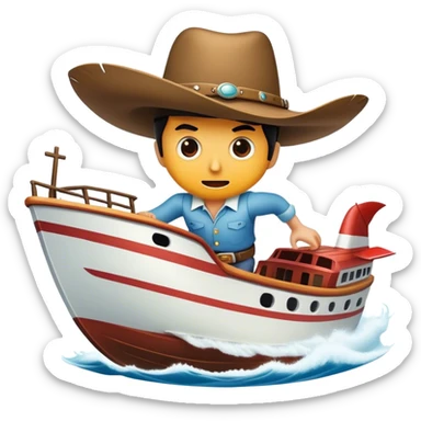 Living aeroplane with a giant cowboy hat running away from a big scary boat sticker