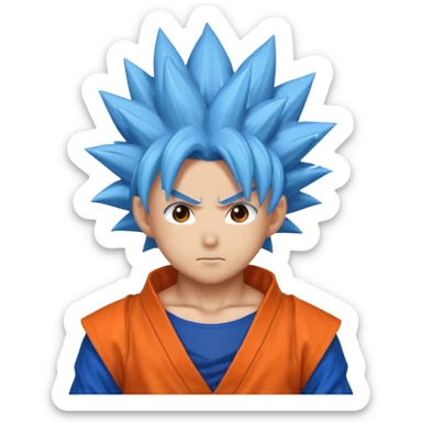 spiky-haired anime hero with blue aura, inspired by Goku, orange gi emoji sticker