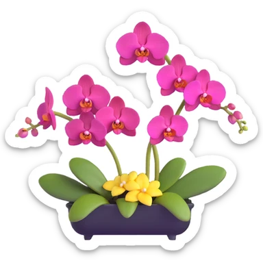 Detailed phalaenopsis moth orchid with realistic texture, elegant arching stem and multiple blooms sticker